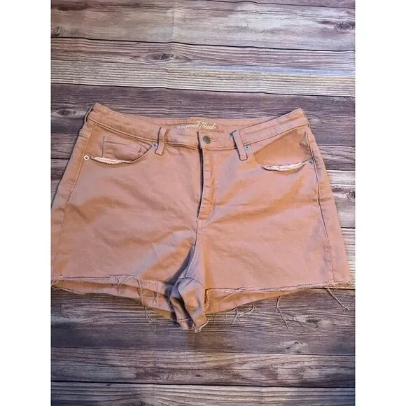 Universal Thread Dusty Rose High Rise Raw Hem Denim Shorts 16/33 Stretch - Picture 2 of 6